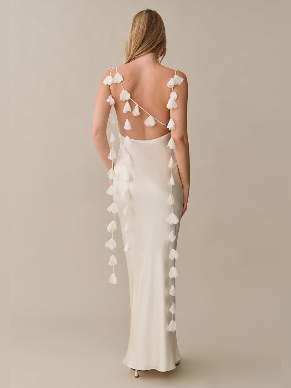 NWT Few Moda Ingrid Dress size Medium M Ivory Cream silky ruffle maxi aje o.p.t